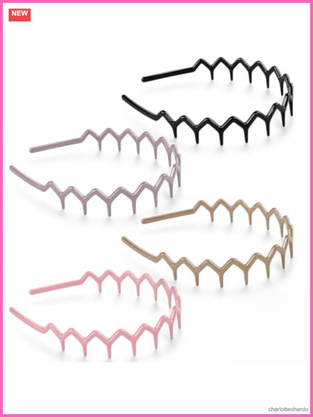 Zig Zag Headbands with Teeth for Women and Men, 4 Pcs